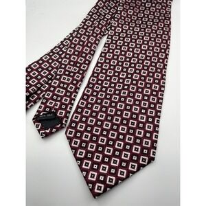Zianetti Italian Silk Collection Burgundy Geometric Medallion Silk Necktie Tie